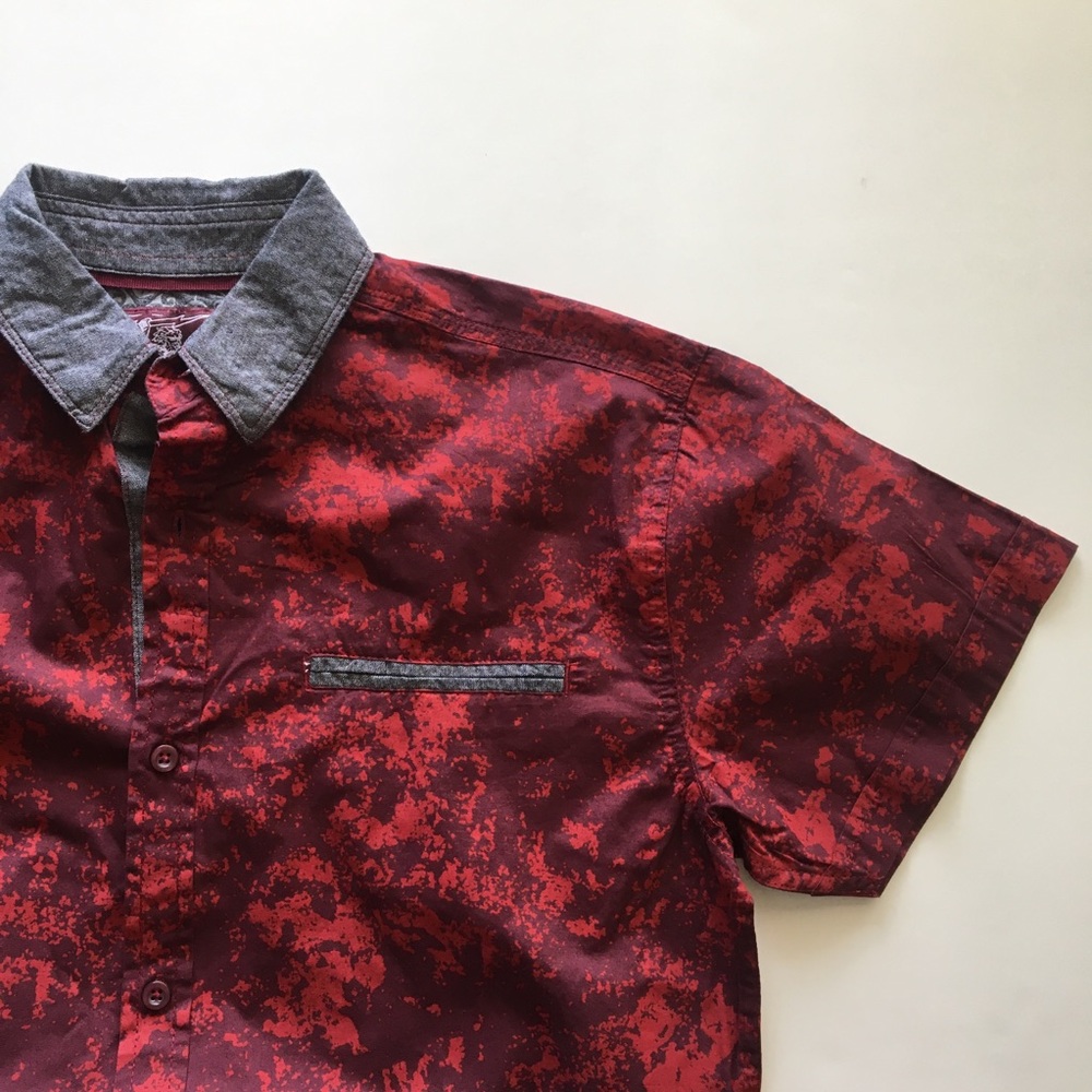 NWOT Red Acid Wash Button-Up